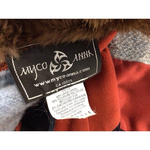 Myco Anna Patchwork Fur Wool Coat Womens Small - Picture 9 of 10